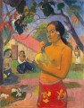 Eu haere ia oe Frau Holding eine Frucht Beitrag Impressionismus Primitivismus Paul Gauguin